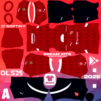 Kit / Equipamento Titular CA Independiente 2025 Dream League Soccer / DLS 2025