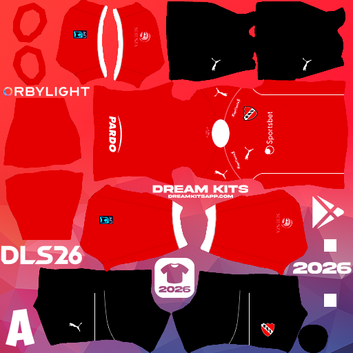 Kit / Uniforme Local CA Independiente 2026 Dream League Soccer / DLS 2026 512x512 PNG