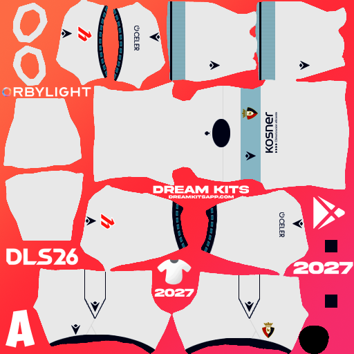 Kit / Uniforme Visita CA Osasuna 2026-2027 Dream League Soccer / DLS 2026 512x512 PNG