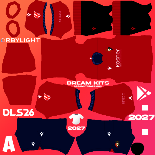 Kit / Uniforme Local CA Osasuna 2026-2027 Dream League Soccer / DLS 2026 512x512 PNG