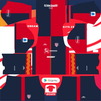 Kit / Uniforme Home Cagliari Calcio 2024-2025 Dream League Soccer 2019 / FTS