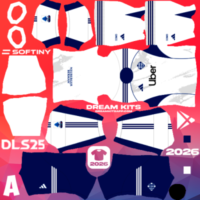 Kit / Uniforme Visita Calcio Como 1907 2025-2026 Dream League Soccer / DLS 2025 512x512 PNG