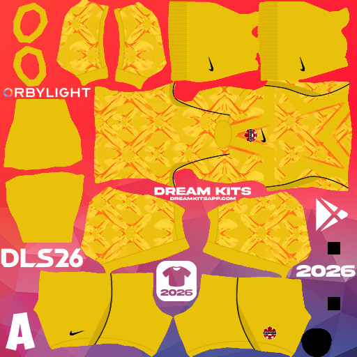 Kit / Équipement Gardien de but Extérieur Canadá 2026 Dream League Soccer / DLS 2026 512x512 PNG