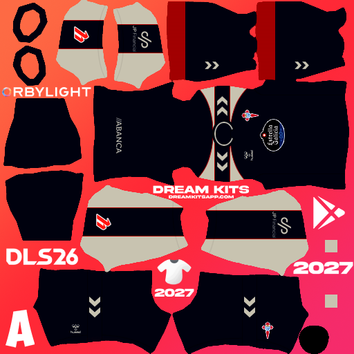 Kit / Uniforme Visita Celta de Vigo 2026-2027 Dream League Soccer / DLS 2026 512x512 PNG
