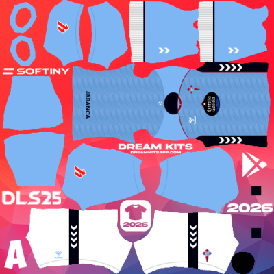 Kit Home Celta de Vigo 2025-2026 Dream League Soccer / DLS 2025