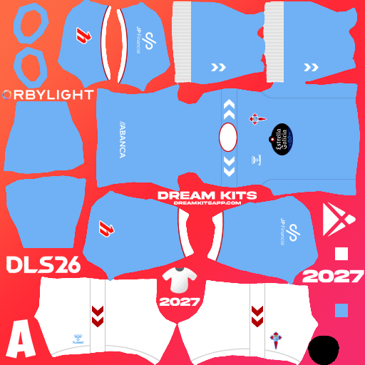 Kit / Uniforme Local Celta de Vigo 2026-2027 Dream League Soccer / DLS 2026 512x512 PNG