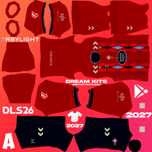 Kit / Uniforme Tercero Celta de Vigo 2026-2027 Dream League Soccer / DLS 2026 512x512 PNG