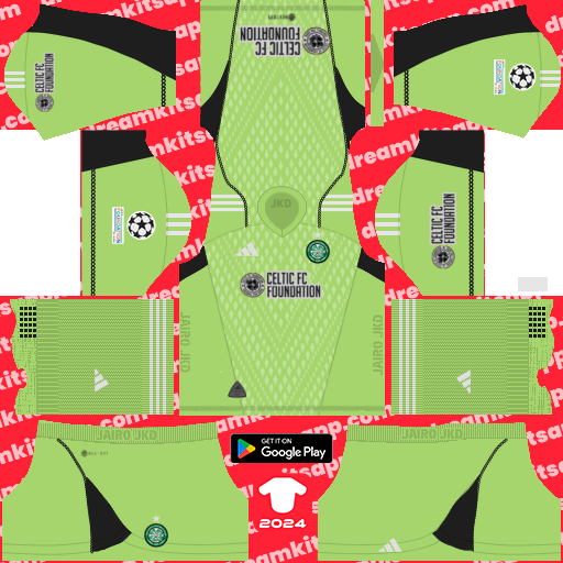 Kit / Uniforme POR Visitante Celtic FC 2023-2024 Dream League Soccer 2019 / FTS