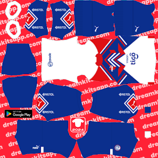 Kit / Uniforme Visitante Cerro Porteño 2023 Dream League Soccer 2025