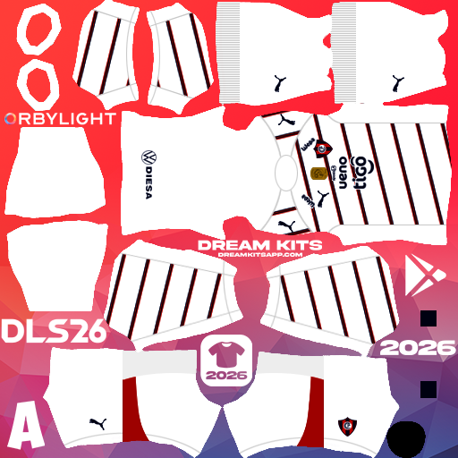 Kit / Equipamento Visitante Cerro Porteño 2026 Dream League Soccer / DLS 2026 512x512 PNG