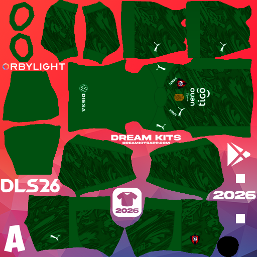 Kit / Equipamento Goleiro Titular Cerro Porteño 2026 Dream League Soccer / DLS 2026 512x512 PNG
