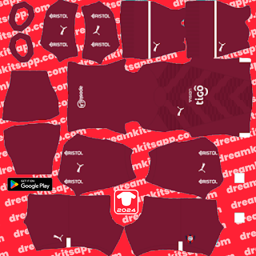 Kit / Uniforme POR Tercero Cerro Porteño 2023 Dream League Soccer 2025