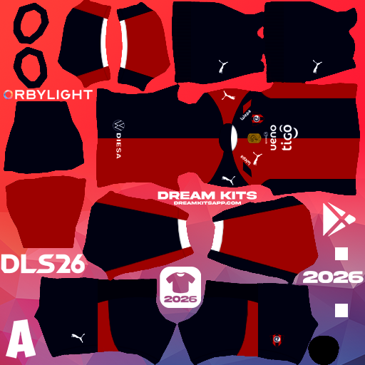 Kit / Equipamento Titular Cerro Porteño 2026 Dream League Soccer / DLS 2026 512x512 PNG