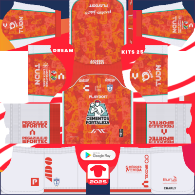 Kit / Uniforme Visitante CF Pachuca 2024-2025 Dream League Soccer 2019 / FTS