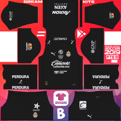 Kit / Equipamento GOL Terceiro Chivas de Guadalajara 2025-2026 Dream League Soccer 2019 DLS / FTS