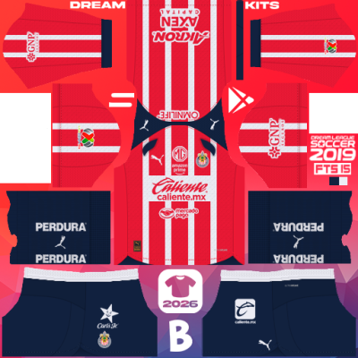 Kit / Uniforme Local Chivas de Guadalajara 2025-2026 Dream League Soccer 2019 DLS / FTS