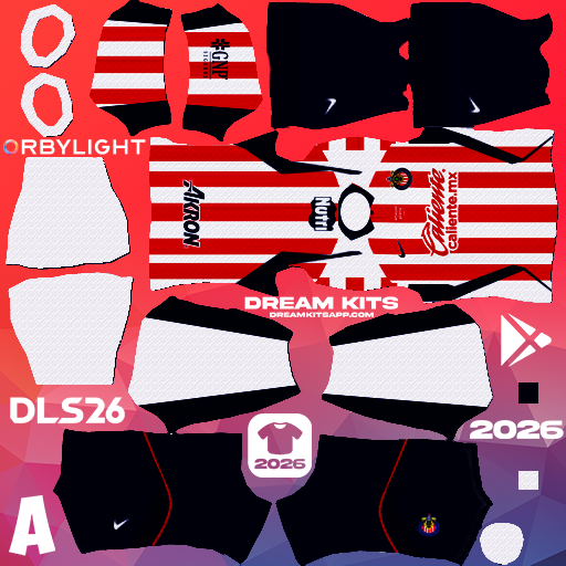 Kit / Equipamento Titular Chivas de Guadalajara 2026-2027 Dream League Soccer / DLS 2026 512x512 PNG
