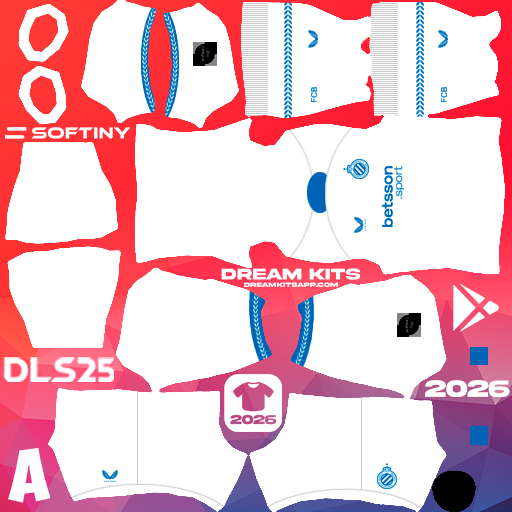 Kit Away Club Brugge KV 2025-2026 Dream League Soccer / DLS 2026 512x512 PNG