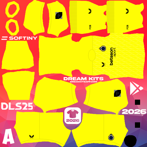 Kit Goalkeeper Away Club Brugge KV 2025-2026 Dream League Soccer / DLS 2026 512x512 PNG