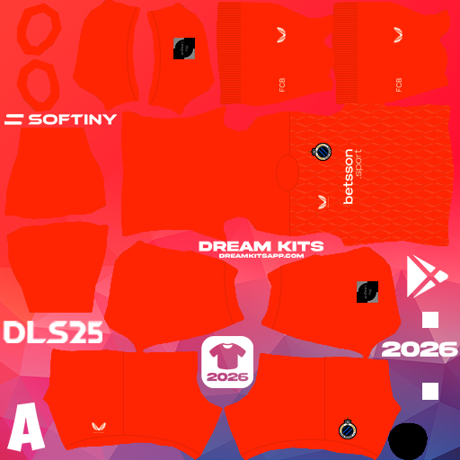 Kit Goalkeeper Home Club Brugge KV 2025-2026 Dream League Soccer / DLS 2026 512x512 PNG