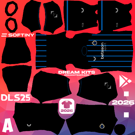 Kit Home Club Brugge KV 2025-2026 Dream League Soccer / DLS 2026 512x512 PNG