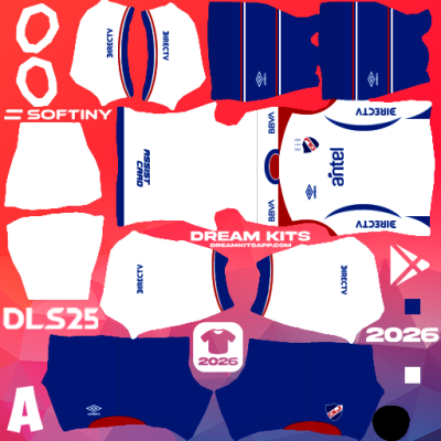 Kit Home Club Nacional 2025 Dream League Soccer / DLS 2025