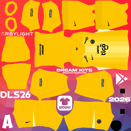 Kit / Uniforme Portero Visita Club Olimpia 2026 Dream League Soccer / DLS 2026 512x512 PNG