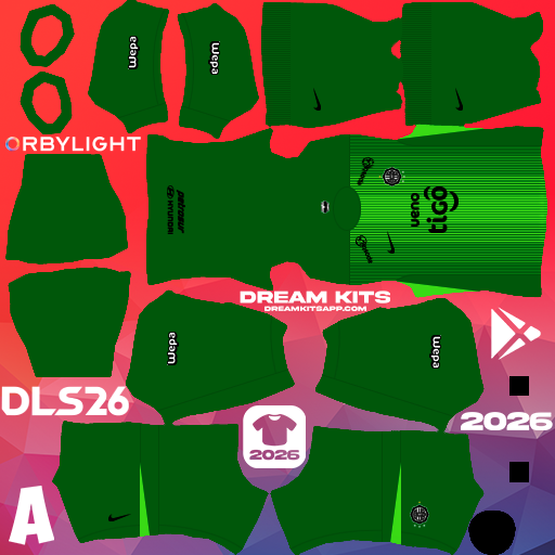 Kit / Uniforme Portero Tercero Club Olimpia 2026 Dream League Soccer / DLS 2026 512x512 PNG