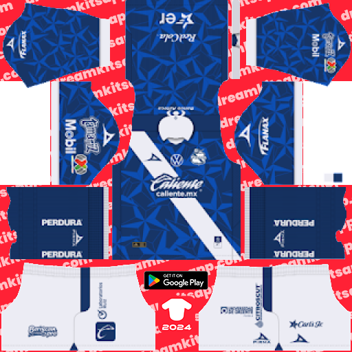 Kit / Uniforme Visitante Club Puebla 2023-2024 Dream League Soccer 2019 / FTS