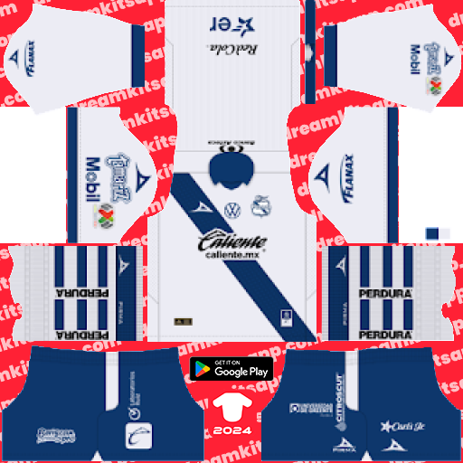 Kit Home Club Puebla 2023-2024 Dream League Soccer 2019 / FTS