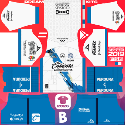 Kit Home Club Puebla 2025-2026 Dream League Soccer 2019 DLS / FTS
