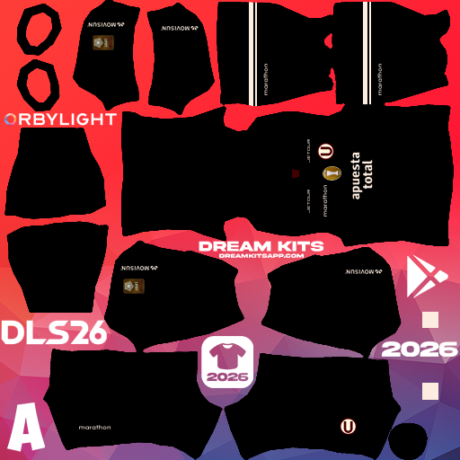 Kit / Equipamento Goleiro Titular Club Universitario 2026 Dream League Soccer / DLS 2026 512x512 PNG