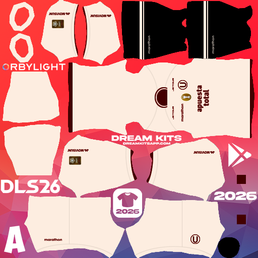 Kit / Equipamento Titular Club Universitario 2026 Dream League Soccer / DLS 2026 512x512 PNG