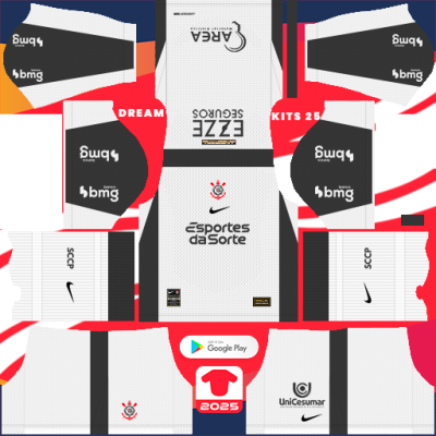 Kit / Équipement Domicile Corinthians 2025 Dream League Soccer 2019 / FTS