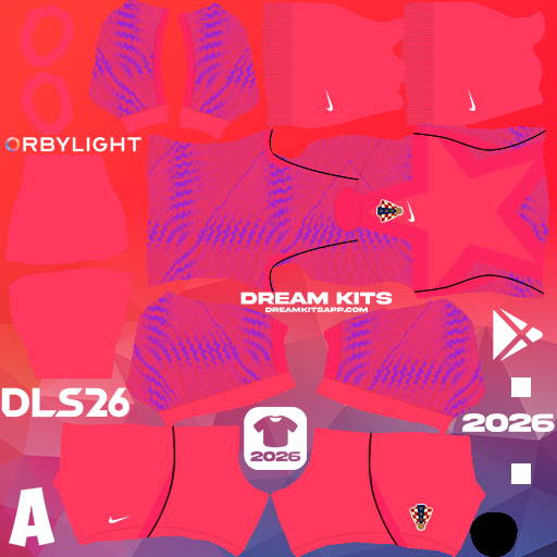 Kit / Uniforme Portero Visita Croatia 2026 Dream League Soccer / DLS 2026 512x512 PNG