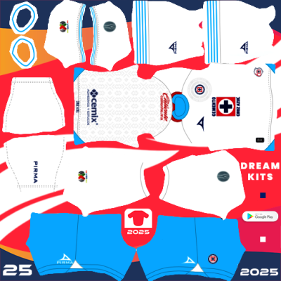 Cruz Azul Away kit 2024-2025 Dream League Soccer 2024