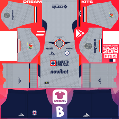 Kit Away Cruz Azul 2025-2026 Dream League Soccer 2019 DLS / FTS