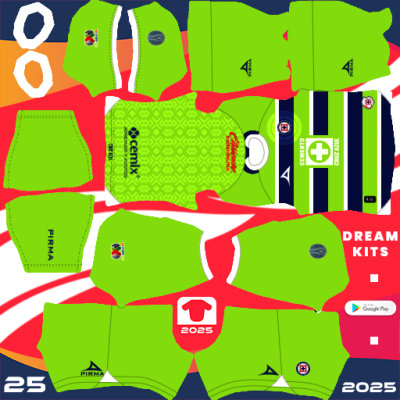 Cruz Azul GK Away kit 2024-2025 Dream League Soccer 2024