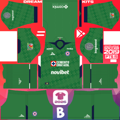 Kit GK Away Cruz Azul 2025-2026 Dream League Soccer 2019 DLS / FTS