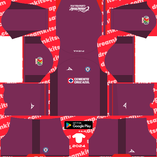 Kit / Uniforme POR Local Cruz Azul 2023-2024 Dream League Soccer 2019 / FTS