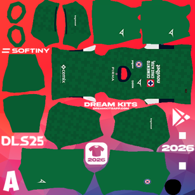 Kit GK Home Cruz Azul 2025-2026 Dream League Soccer / DLS 2025