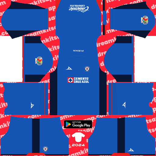 Kit / Uniforme POR Tercero Cruz Azul 2023-2024 Dream League Soccer 2019 / FTS