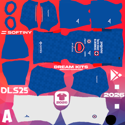 Kit Home Cruz Azul 2025-2026 Dream League Soccer / DLS 2025