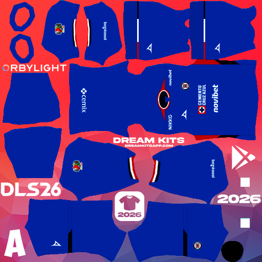Kit / Équipement Domicile Cruz Azul 2025-2026 Dream League Soccer / DLS 2026 512x512 PNG