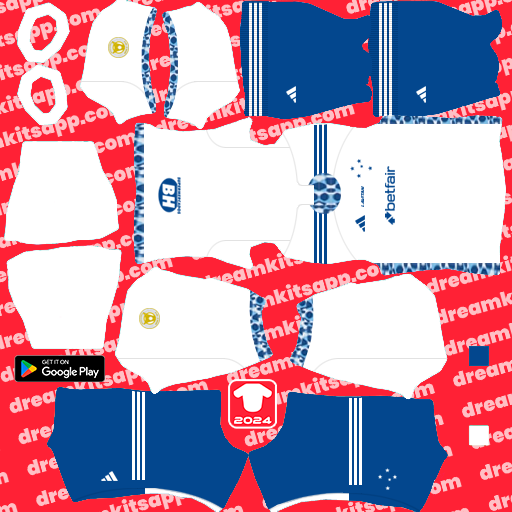 Kit / Uniforme Visitante Cruzeiro Esporte Clube 2024 Dream League Soccer 2025