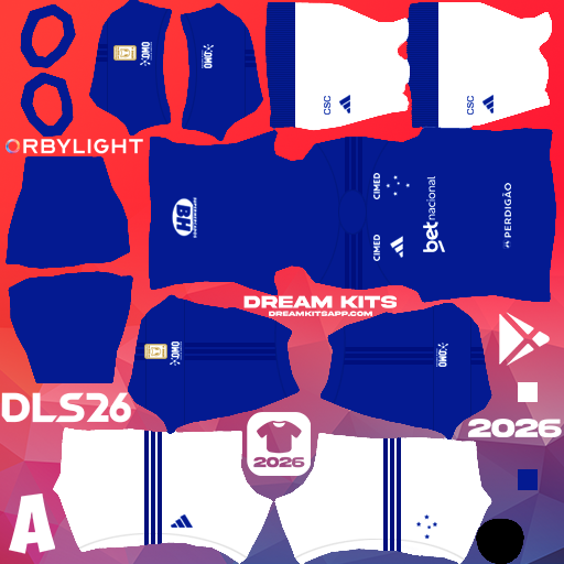 Kit / Uniforme Local Cruzeiro Esporte Clube 2026 Dream League Soccer / DLS 2026 512x512 PNG