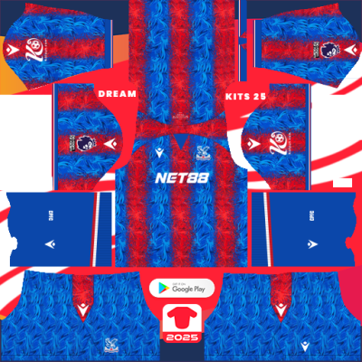 Kit / Uniforme Home Crystal Palace 2024-2025 Dream League Soccer 2019 / FTS