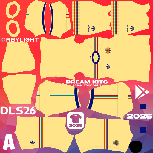 Kit / Équipement Extérieur Curaçao 2026 Dream League Soccer / DLS 2026 512x512 PNG