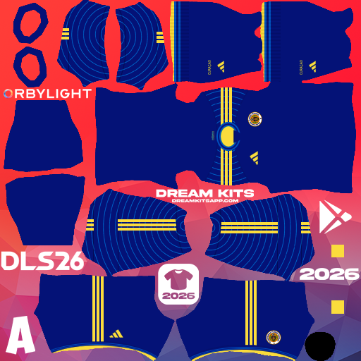 Kit / Équipement Domicile Curaçao 2026 Dream League Soccer / DLS 2026 512x512 PNG