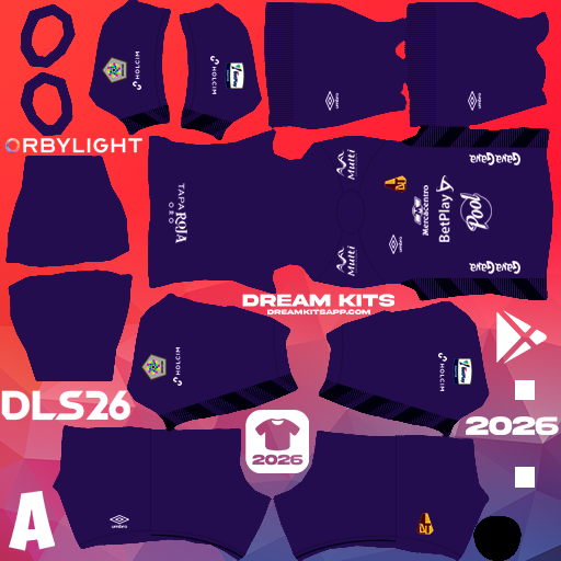 Kit / Équipement Gardien de but Troisième Deportes Tolima 2026 Dream League Soccer / DLS 2026 512x512 PNG